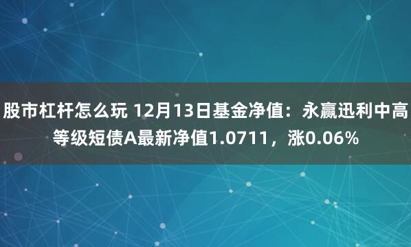 股市杠杆怎么玩 12月13日基金净值：永赢迅利中高等级短债A最新净值1.0711，涨0.06%