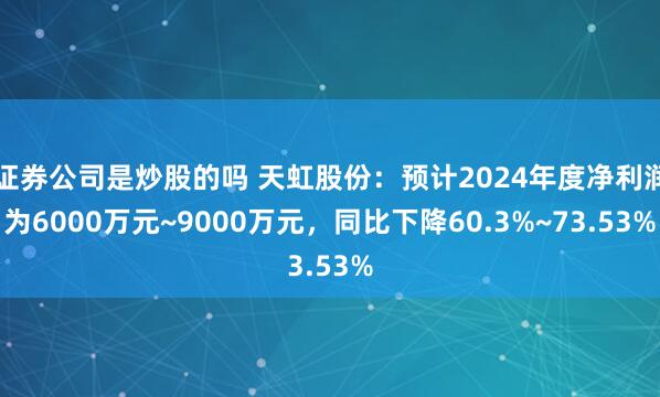 证券公司是炒股的吗 天虹股份：预计2024年度净利润为6000万元~9000万元，同比下降60.3%~73.53%