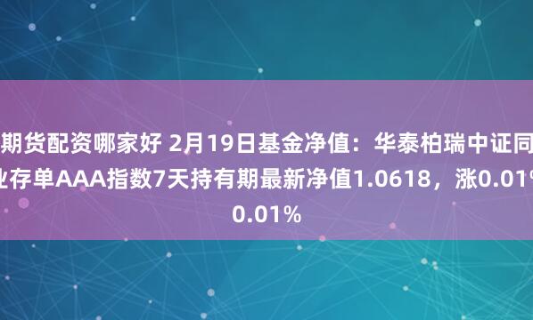 期货配资哪家好 2月19日基金净值：华泰柏瑞中证同业存单AAA指数7天持有期最新净值1.0618，涨0.01%